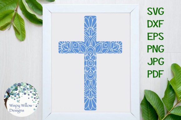 Christian Cross Mandala Zentangle Graphics for Crafts